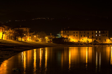 Fototapeta na wymiar night view of Lierna front lake on the Como lake, Como, Italy