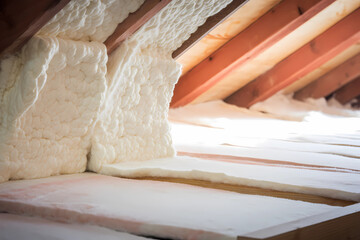 Fototapeta na wymiar Installing Roof Insulation - Closeup