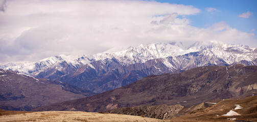 Caucasus mountains covered with snow.