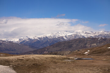 Caucasus mountains covered with snow.