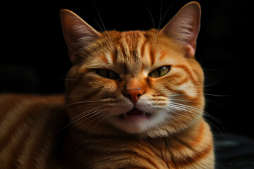 Cat with yuck grimace. Kitten face with negative reaction. Generated AI. Generative AI