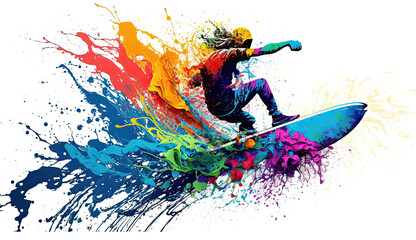 Obraz na płótnie Canvas Sports Surfer Transparent Background Generative AI Illustration 