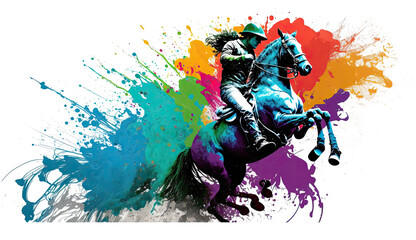 Fototapeta na wymiar Horse and Rider Transparent Background Generative AI Illustration 