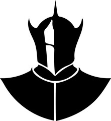 Knight logo design in black color, vector illustration of a royal warrior with armour 