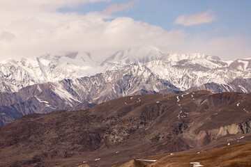 Caucasus mountains covered with snow.