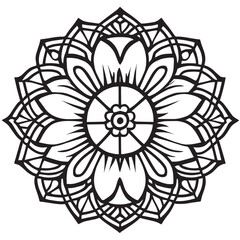 Flower clipart vector design black and white