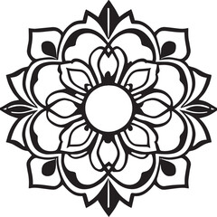 Flower clipart vector design black and white