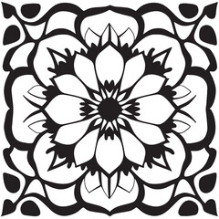 Flower clipart vector design black and white