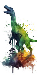 Obraz premium Dinosaur Standing Hind Legs Transparent Background Generative AI