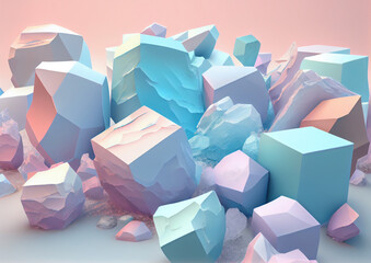 abstract pastel background with chalk blocks in delicate pink blue color. Generative AI