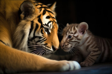 Loves Gaze When a Tiger Admires a Cat