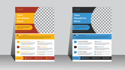 Corporate business A4 flyer template design for a digital marketing company. Annual report geometric proposal poster and brochure cover.	