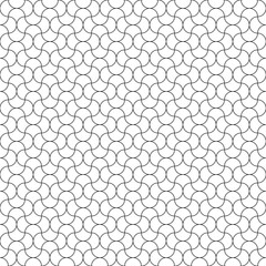 Naklejka premium Seamless surface pattern design with quatrefoil figures. Oriental traditional ornament with repeated rounded shapes. Window tracery wallpaper. Grid motif. Digital paper. Vector art illustration.