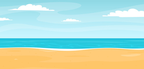 Summer vacation on a sandy beach. Happy hot vacation. Vector illustration