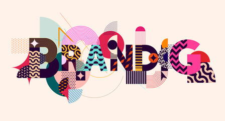 Word branding. Colorful lettering design. Bright decoration inscription. Artistic typography design.