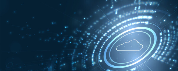 Cloud technology. Integrated digital web concept background