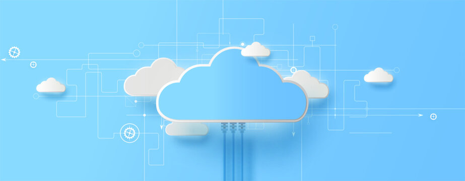 Cloud technology. Integrated digital web concept background