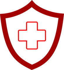 Fototapeta premium immune system icon. Medical cross on shield. Isolated on white background. Replaceable vector design.