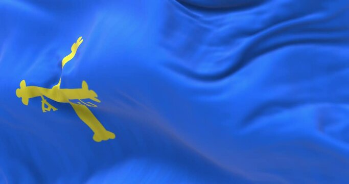Seamless loop in slow motion of Asturias flag waving
