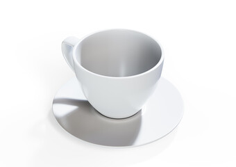 Set of white coffee mugs isolated on white background. clipping path, 3d render