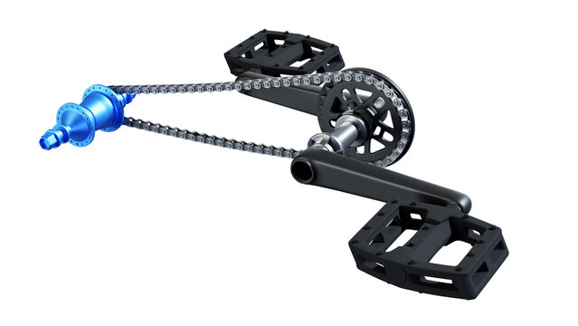 Close-up contact pedals for a mountain bike 3d render