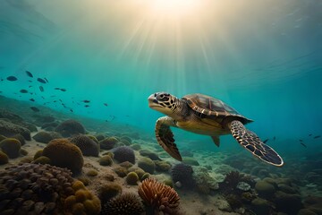 Obraz premium turtle swimming