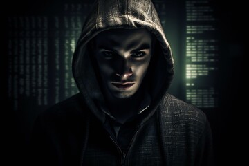 Hacker. Computer crime, Cyber security concept. Generative AI