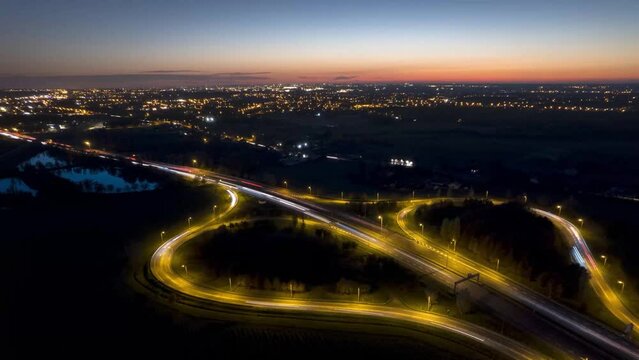 traffic drone night hyperlapse