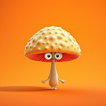 Cute Cartoon Mushroom Character (Generative AI)