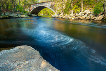 Swirl patterns in the flowing water
