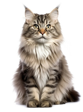 Photo of a Siberian cat isolated on a white background