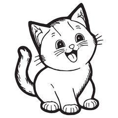Fototapeta premium Cute Baby Cat Animal For Coloring Book Or Coloring Page For Kids Vector Clipart Illustration