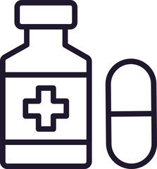 Fototapeta premium Pills concept. Single premium editable stroke pictogram perfect for logos, mobile apps, online shops and web sites. Vector symbol isolated on white background.