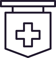 Single line icon of medical cross High quality vector illustration for design, web sites, internet shops, online books etc. Editable stroke in trendy flat style isolated on white background