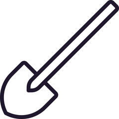 Fototapeta premium Shovel concept. Modern outline high quality illustration for banners, flyers and web sites. Editable stroke in trendy flat style. Line icon of shovel