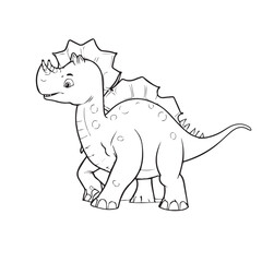 Cute Triceratops Dinosaur Animal For Coloring Book Or Coloring Page For Kids Vector Clipart Illustration
