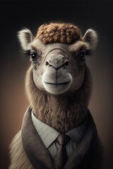 Portrait of baby camel in a business suit. Generative AI - 601461254