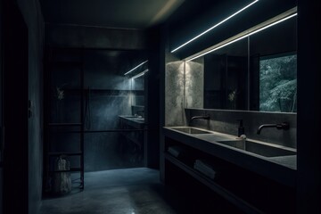 Close-up Details of an Elegant Bathroom, Fusing Boho Design, LED Lights, and a Luxurious Freestanding Bathtub....