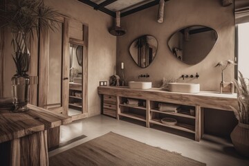 Close-up Details of a Serene Japandi Style Bathroom