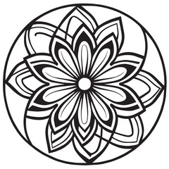Flower clipart vector design black and white