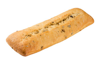 Ciabatta bread with paprika isolated on white background