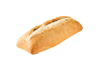 Ciabatta bread with olives isolated on white background