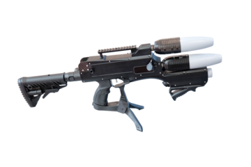 Anti-drone gun for protection against air attack, isolated on a white background. Weapons for shooting down drones, isolated on a white background