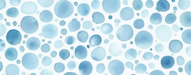 Seamless hand drawn watercolor polka dots or animal spots pattern in pastel blue and white. Abstract geometric circles background texture. Baby boy's blanket, clothing or nursery wallpaper