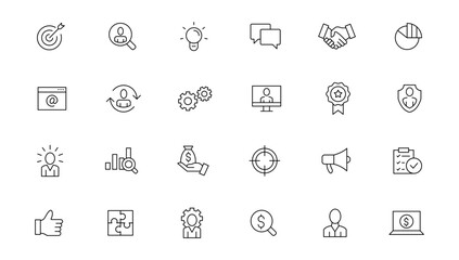 Business and management line icons set. Management icon collection. Vector illustrator