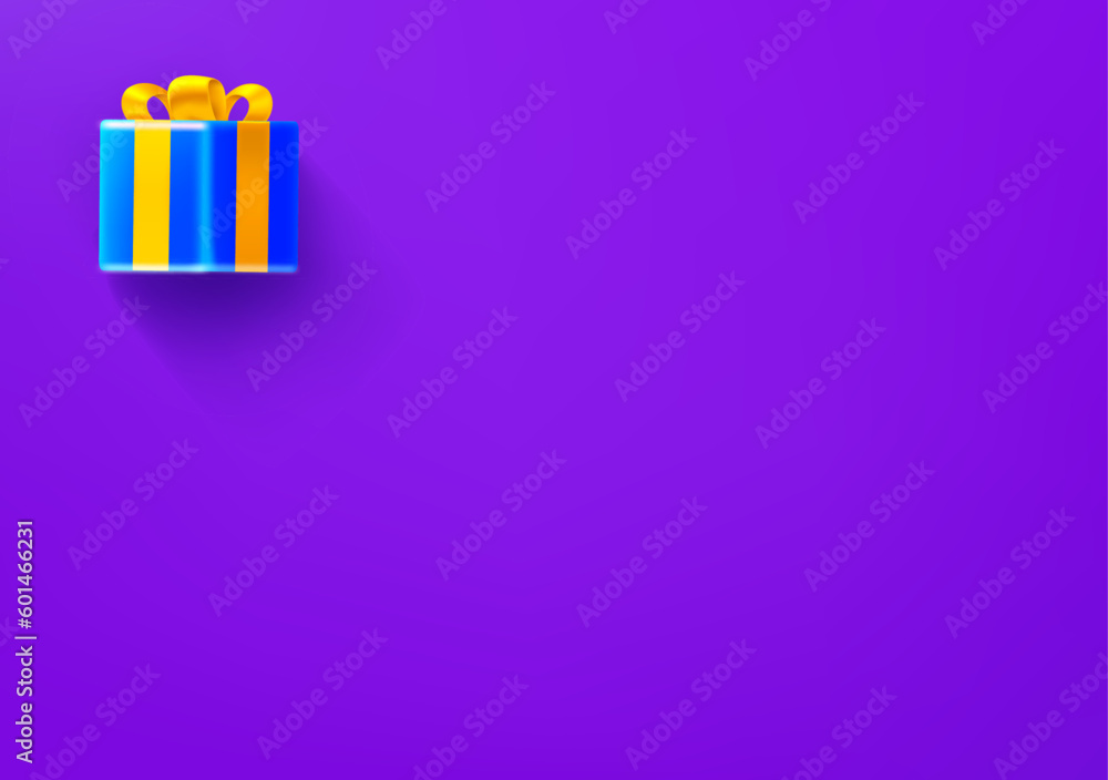 Poster Vector wallpaper with gift box icon. 3d vector background with copy space