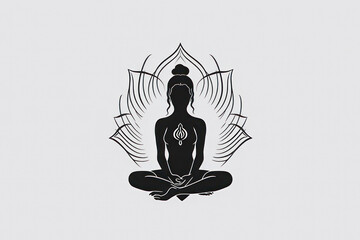 meditation yoga human in lotus minimalist logo oriental deity generative ai