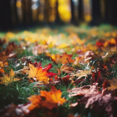  Autumn maple leaves background