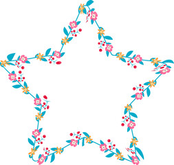 Star Frame flower frame wreath floral leaf borders colorful natural cute blossom love green pink decoration wedding card anniversary celebration greeting success birthday valentine Christmas new years