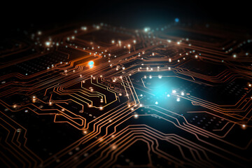 Obraz premium abstract structure circuit computer technology business background, bright neon lights